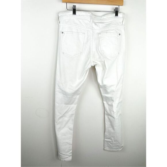 Pilcro and The Letterpress Anthropologie White Crop SLIM BOYFRIEND Distressed Je - Picture 7 of 16